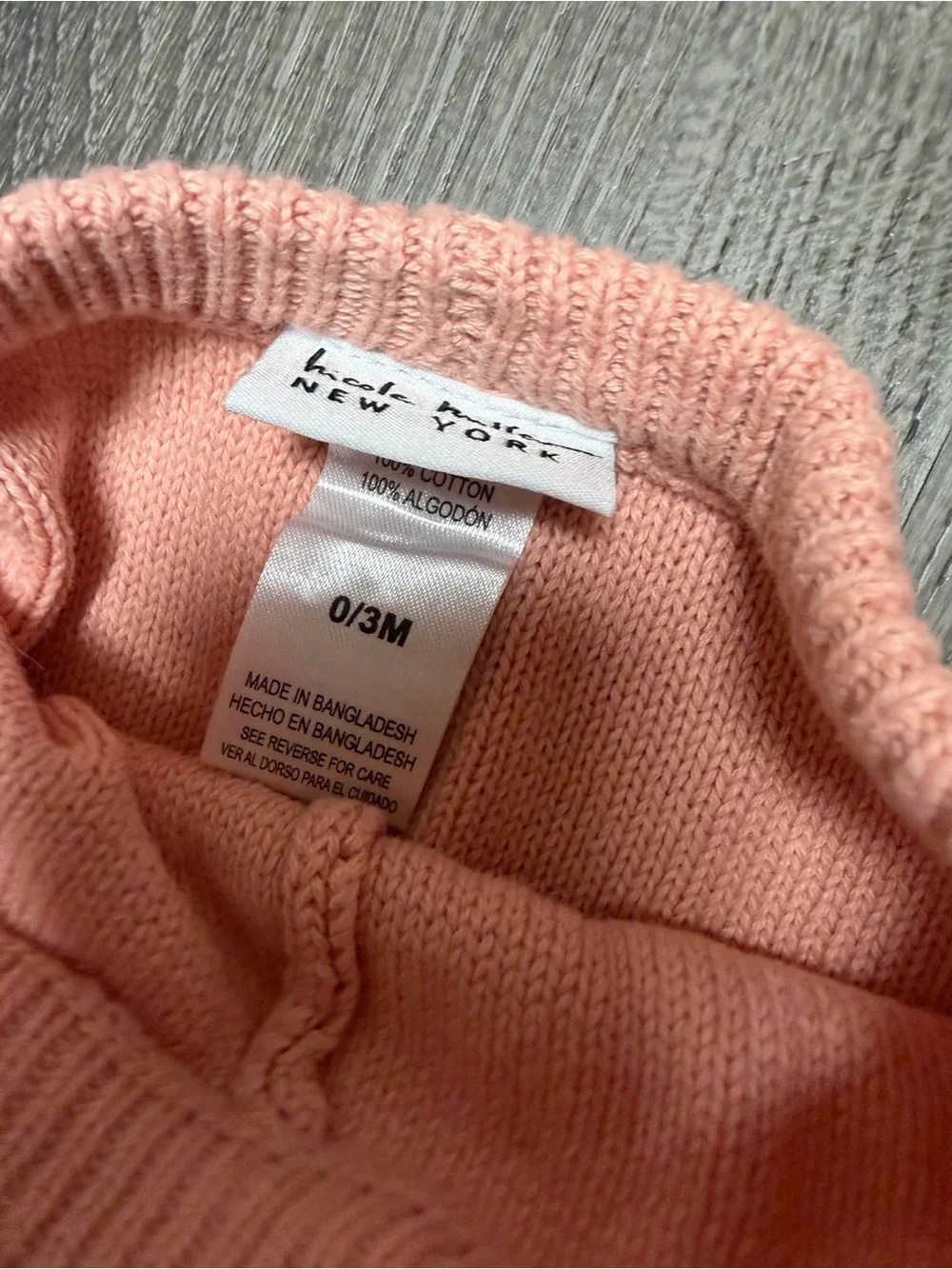Nicole Miller Peach Knit Two-Piece Pajama Set with Floral Embroidery